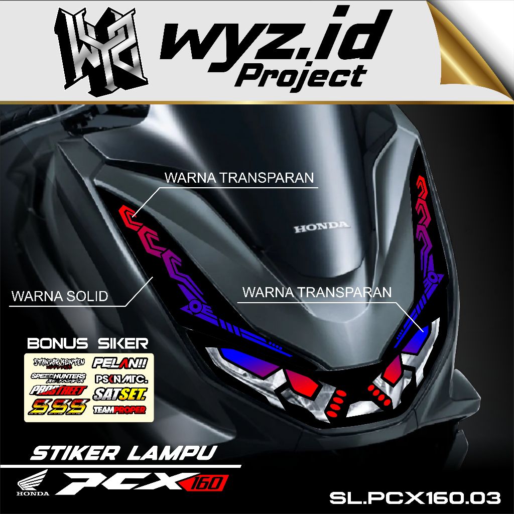Stiker Lampu PCX 160 / Stiker Variasi Lampu Alis Motor Honda PCX 160 New