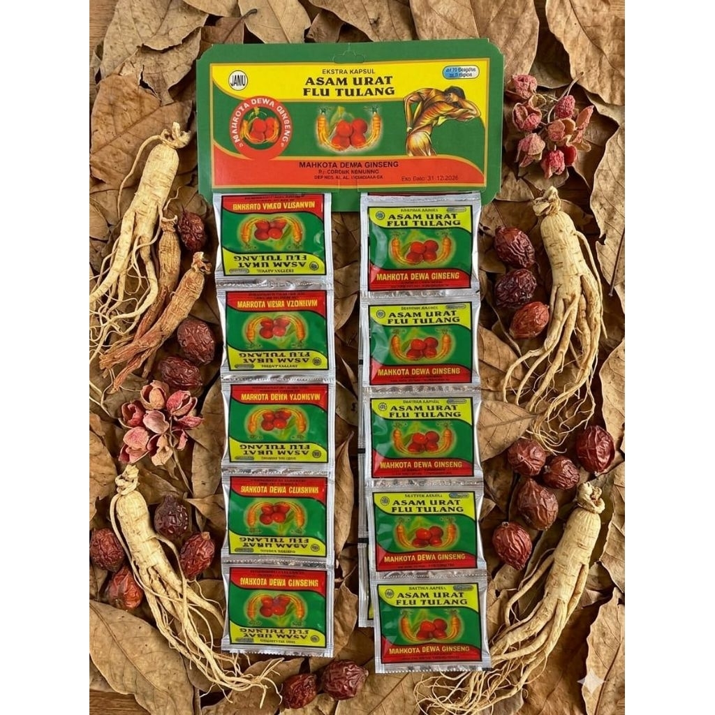 Jamu Mahkota Dewa Serbuk Plus Ginseng - Meringankan Pegal Linu, Asam Urat, dan Flu Tulang
