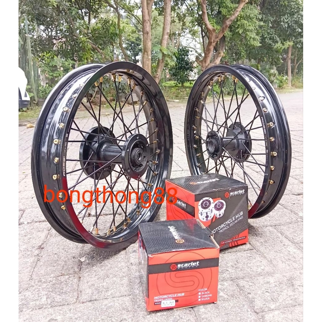 Sepaket Velg klx bf dtracker Velg rossi Tromol Scarlet jari jari ride it velg rossi 185 250 ring 17