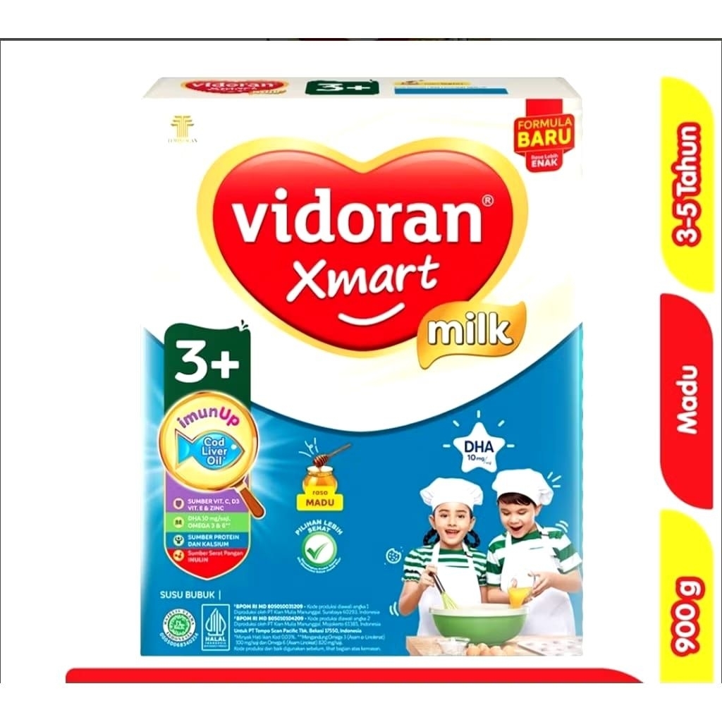 Suau Vidoran Xmart 3+ Madu Dan Vanila 900 gram Susu Formua Baik Untul Usia 3-5 Tahun - Susu Formula 