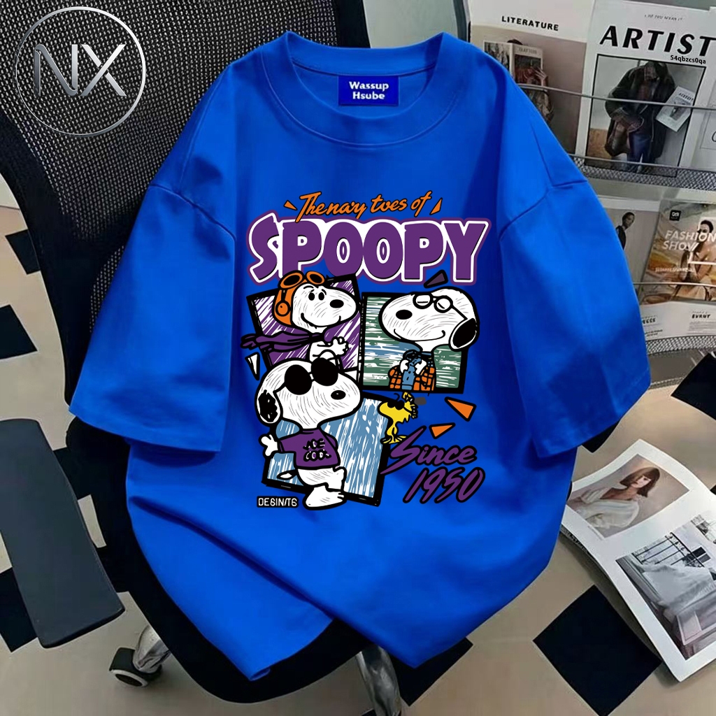 Nuxin Kaos Oversize Pria | Gaya Snoopy Retro Comic Print T shirt | Cotton Combed 30s | Kaos Original
