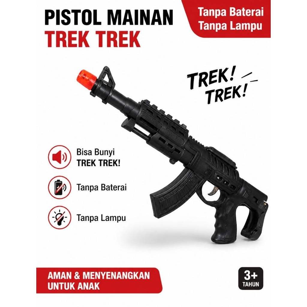 1248 mainan anak anak pistol bunyi trek trek /mainan pistol murah /mainan pistol black bunyi trek tr
