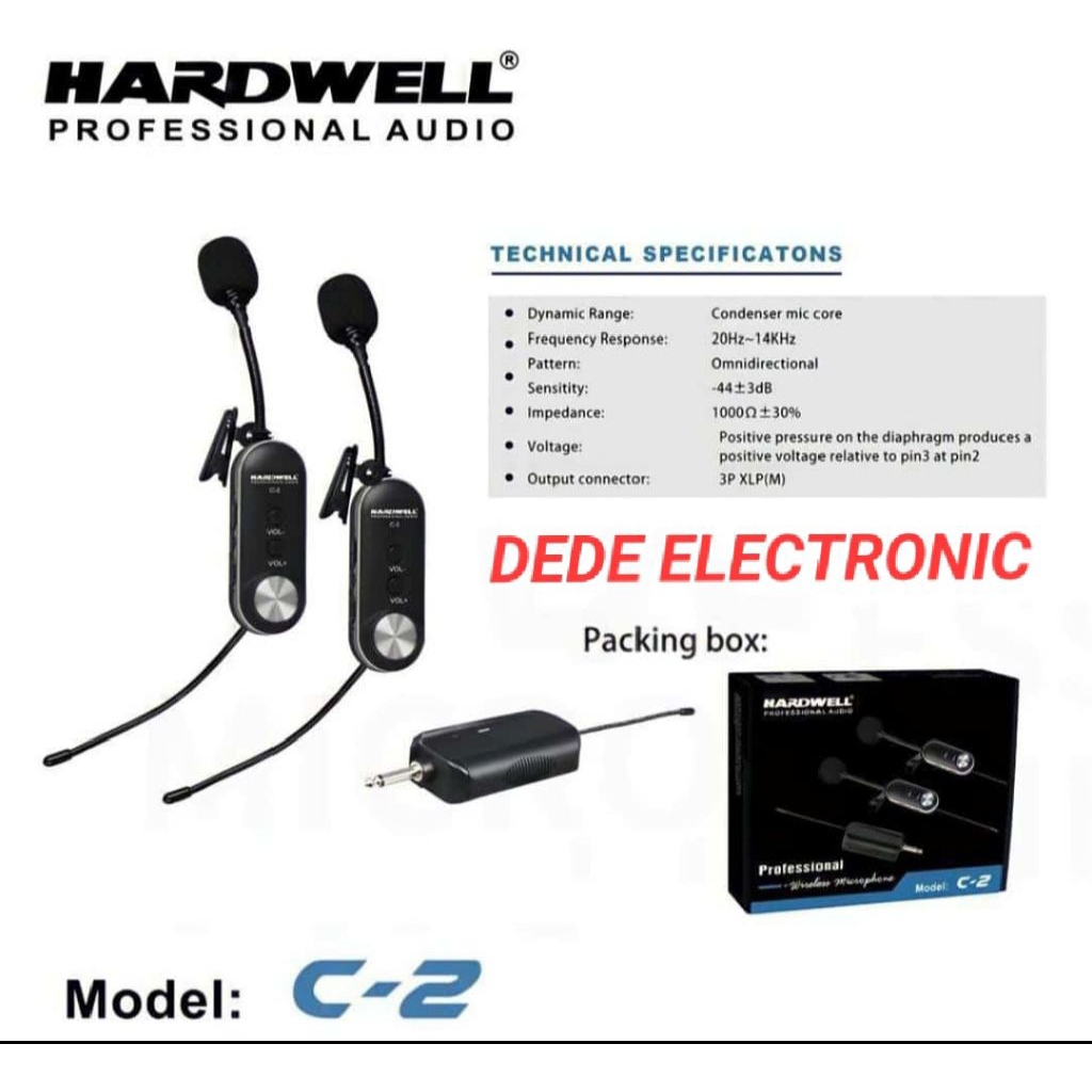 Mic Wireless Hardwell C2 Mic Clip On wireless