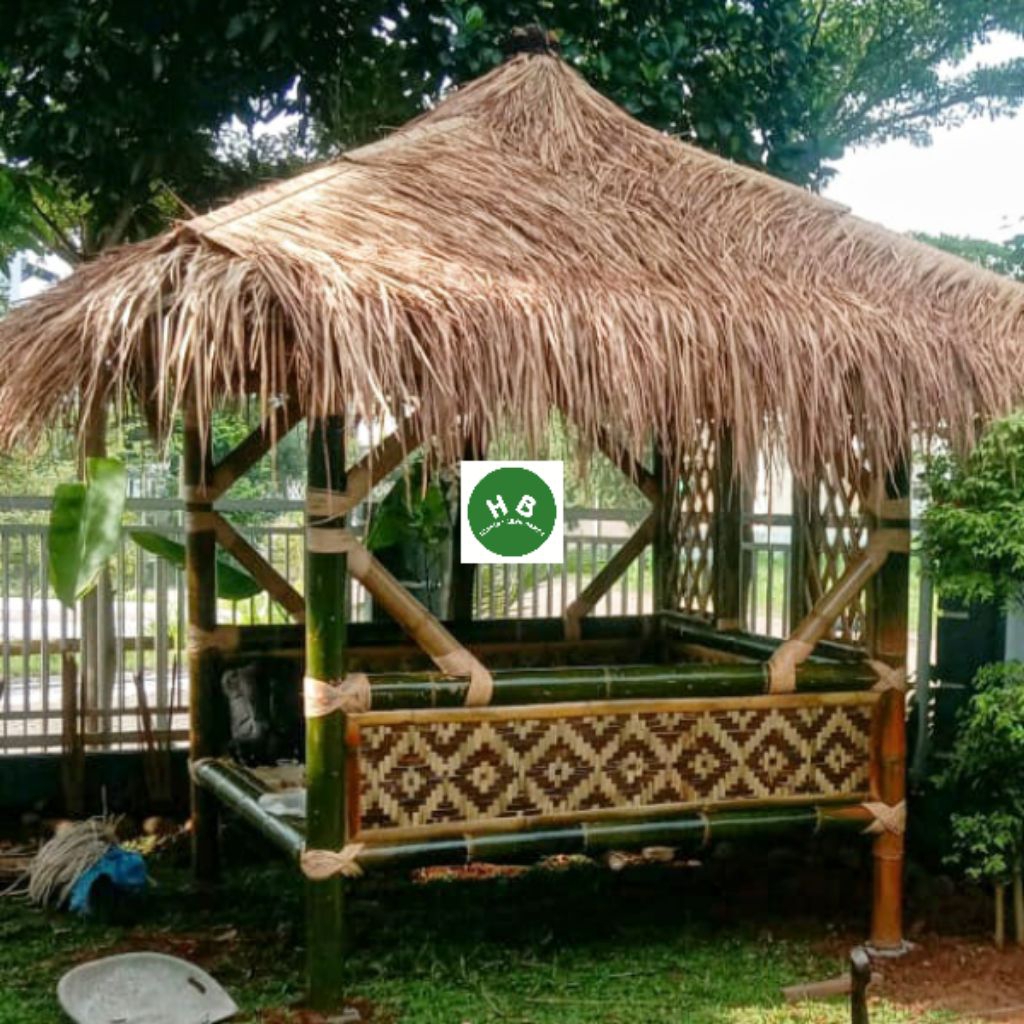 gazebo saung bambu, ukuran PxL 2x2 m