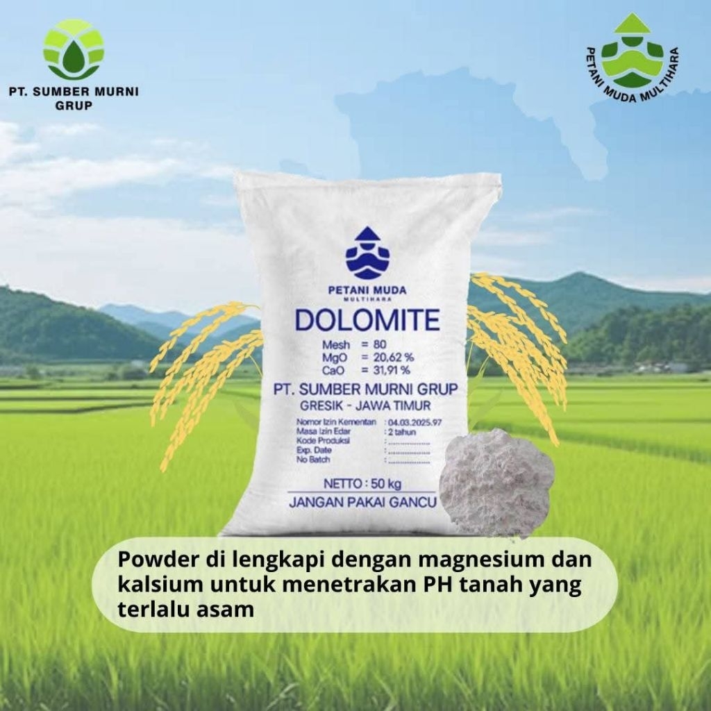 Dolomit Super Pupuk Kapur Pertanian Ca Mg Tinggi Penetral Tanah Asam Penyubur Tanaman Padi Jagung Sa