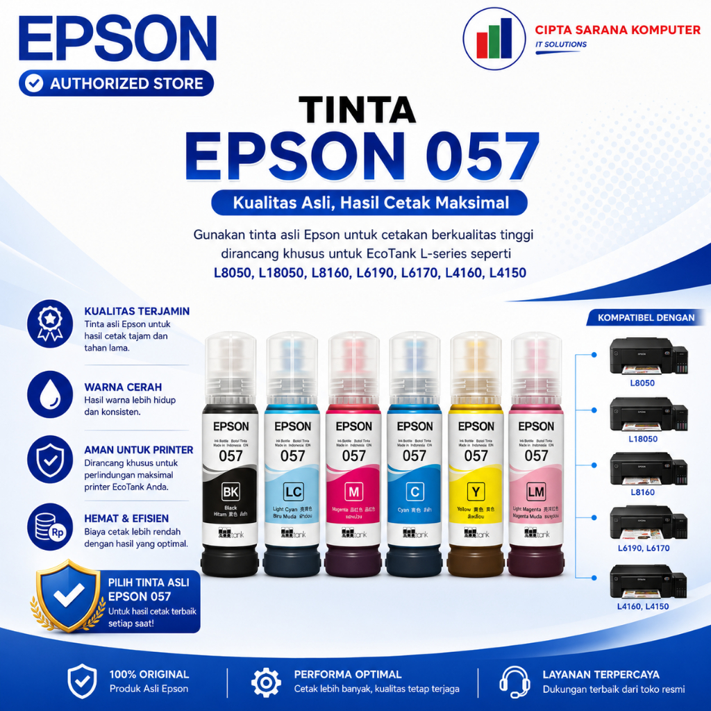 Tinta Epson 057 Original Resmi - Tinta Epson L8050 L18050 - 057