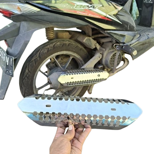 Cover Knalpot Honda Beat Karbu Full press Besi Croom /tutup Kenalpot