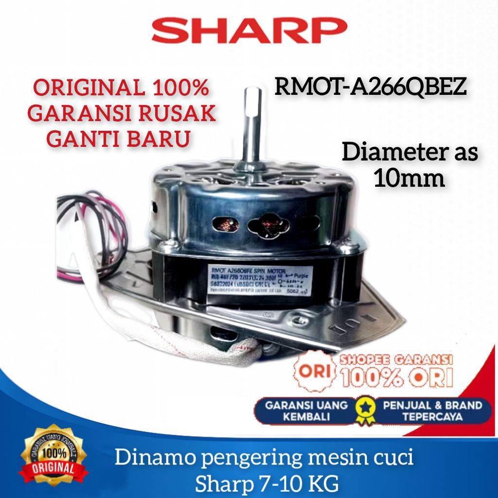 Original Dinamo Pengering mesin cuci Sharp 2 tabung 6Kg 7Kg 8Kg 9Kg 10 KG RMOT-A266QBEZ - Motor Spin