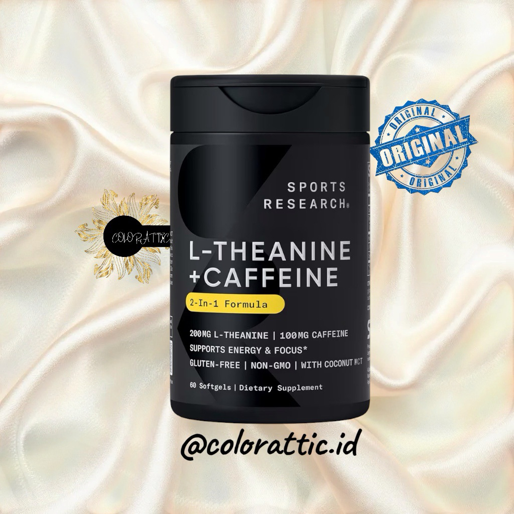 Sports Research L-Theanine Supplement with Caffeine & Coconut MCT Oil - Focused Energy, Alertness & 