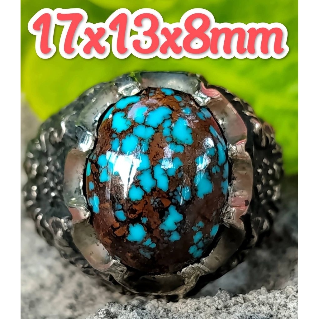 Investasi Keindahan: Pirus Persia Asli dengan Dimensi Ideal & Ring Koin Ukir Artistik