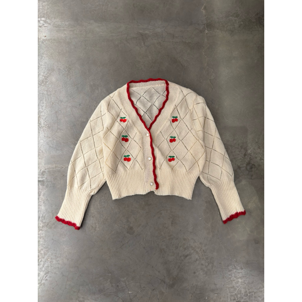 Cherry Knit Cardigan M
