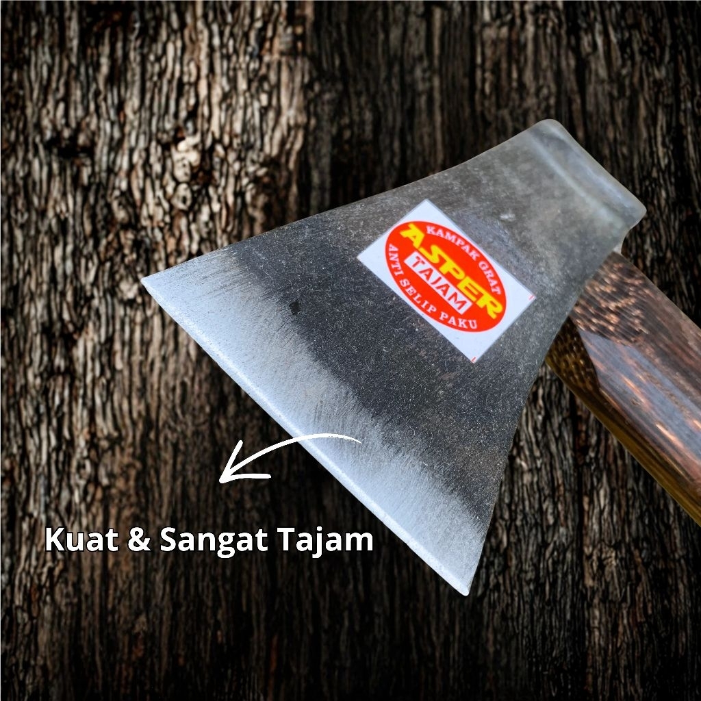kapak / kampak premium ukuran jumbo baja asli gagang kayu aren