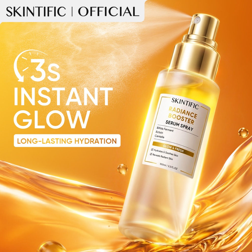 SKINTIFlC - Instant Glowing First Serum Spray 100ml | Radiance Booster Essence wajah Toner Centella 