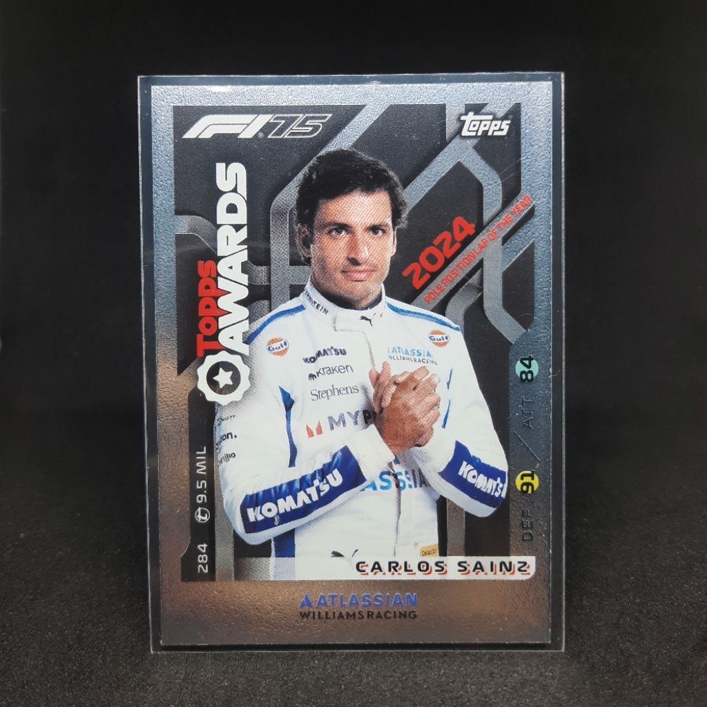 Merch F1 Kartu F1 Topps Attax F175 Carlos Sainz Topps Awards