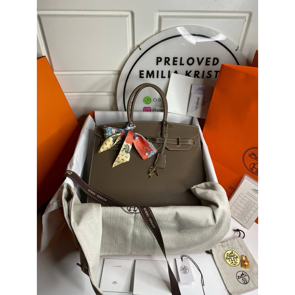 Preloved Birkin 35 sellier etoupe Epsom ghw