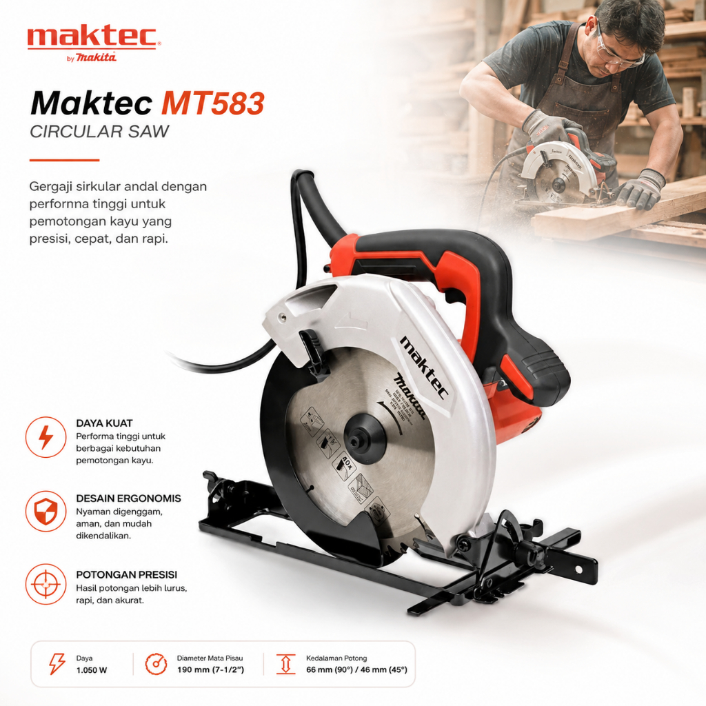 PROMO Maktec Circular saw Circle Mesin gergaji kayu MT 583 X MIKAYO