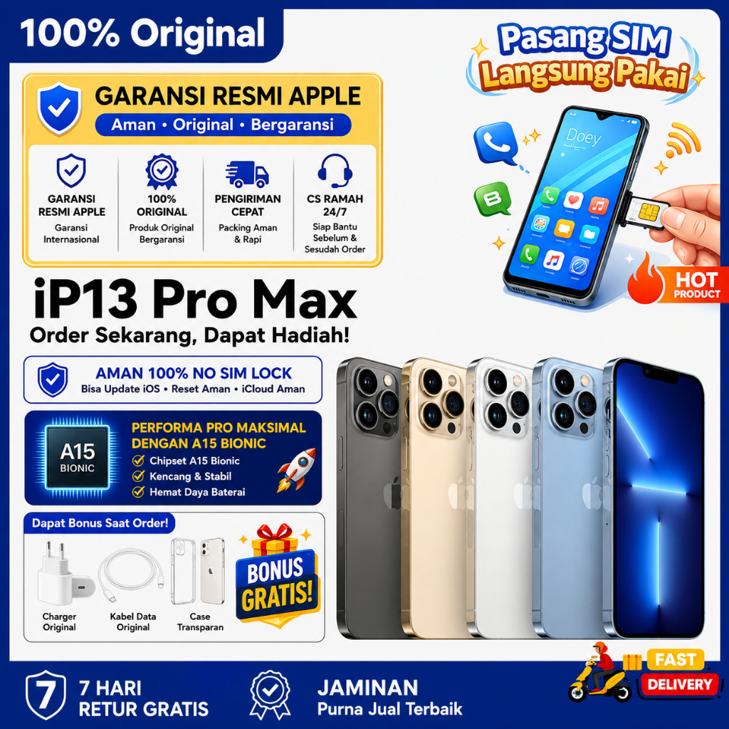 iPhone 13 Pro Max | kapasitas 128gb 256gb ip 13 pro max Second Bekas Lcd Original 100% No Refurbish
