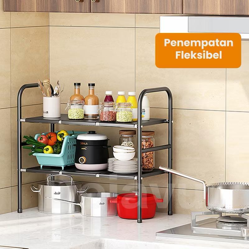 rak dapur rak besi susun rak susun besi ￼Rak Dapur Multi Fungsi Tanpa Instalasi Rak Penyimpanan Rak 
