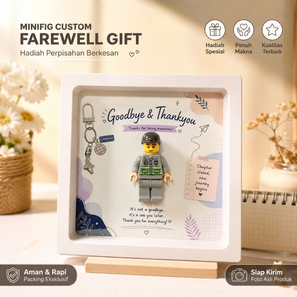 READY STOCK - Minigift / Kado Resign Kado Lego Mini Frame Custom Nama & Ucapan | Wisuda Birthday Far