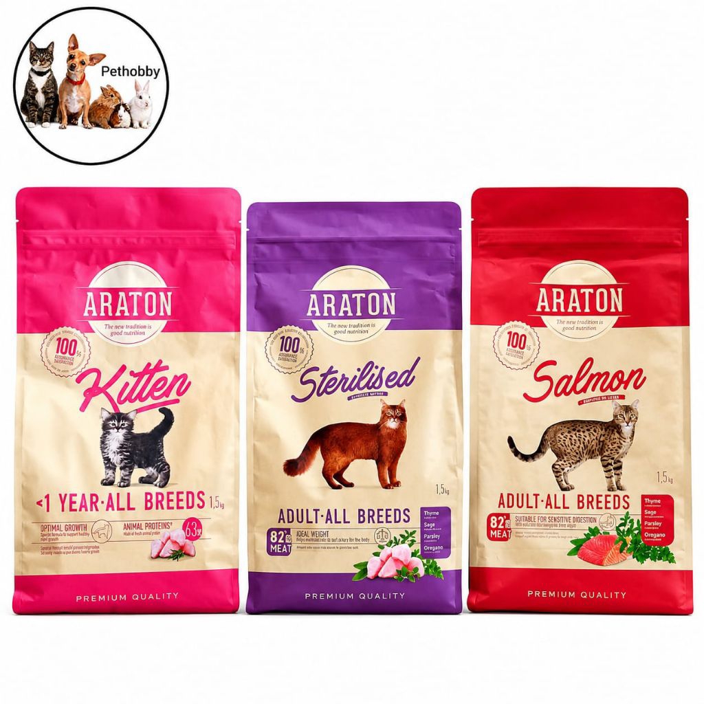 Makanan Kucing / cat food Best Seller Araton adult salmon, kitten, sterilized, outdoor cat food 1,5 