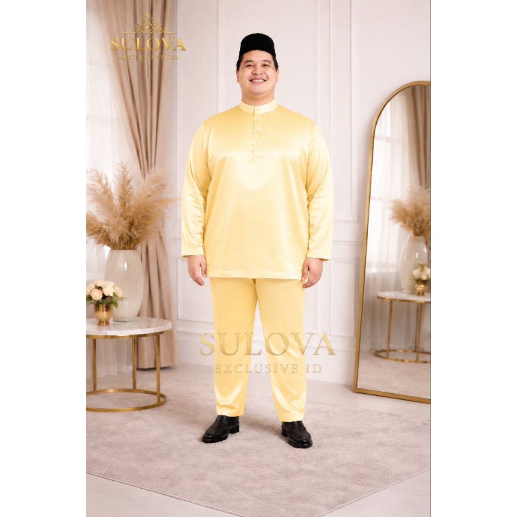 JUMBO Baju Pria Melayu Teluk Belanga Ukuran Jumbo Cekak Musang Setelan Pakaian Muslim Koko Satin