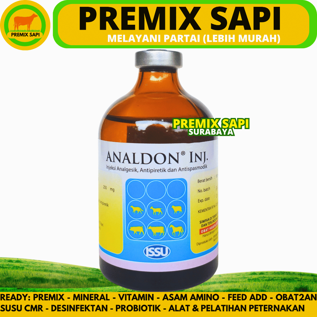 ANALDON 100 ML ISSU - Obat Hewan Pereda Sakit Demam Analgesik Antipiretik Ternak Sapi Kambing Kerbau