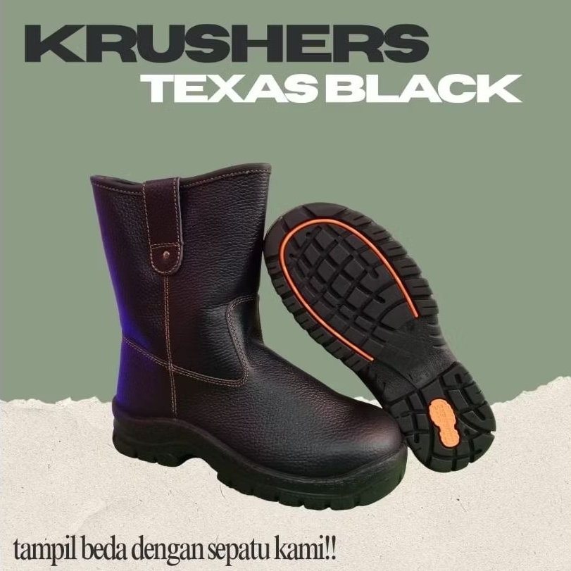 Sepatu Krushers Texas / Safety Shoes Crusher Hitam' Original