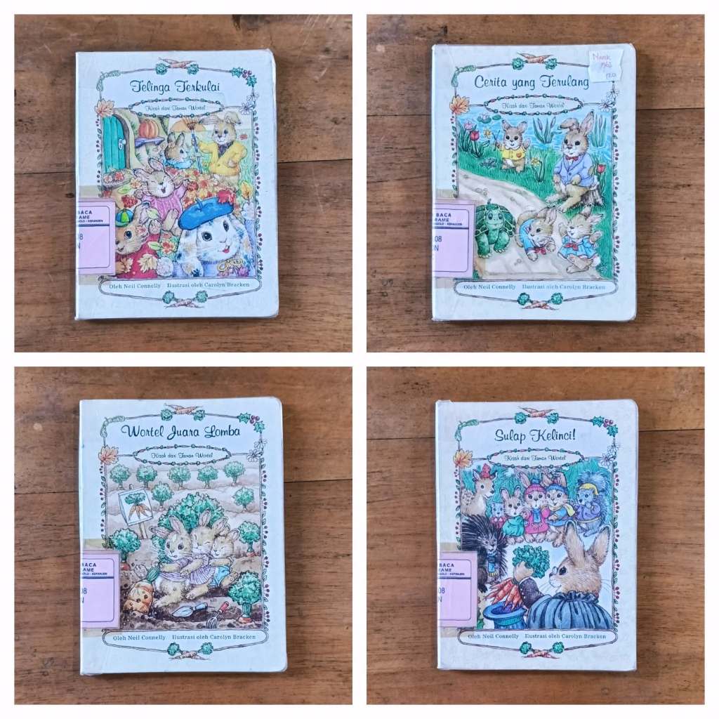 Paket Buku Cerita Anak Vintage Board Book Seri Kisah dari Taman Wortel Kondisi Bekas Perpustakaan Te