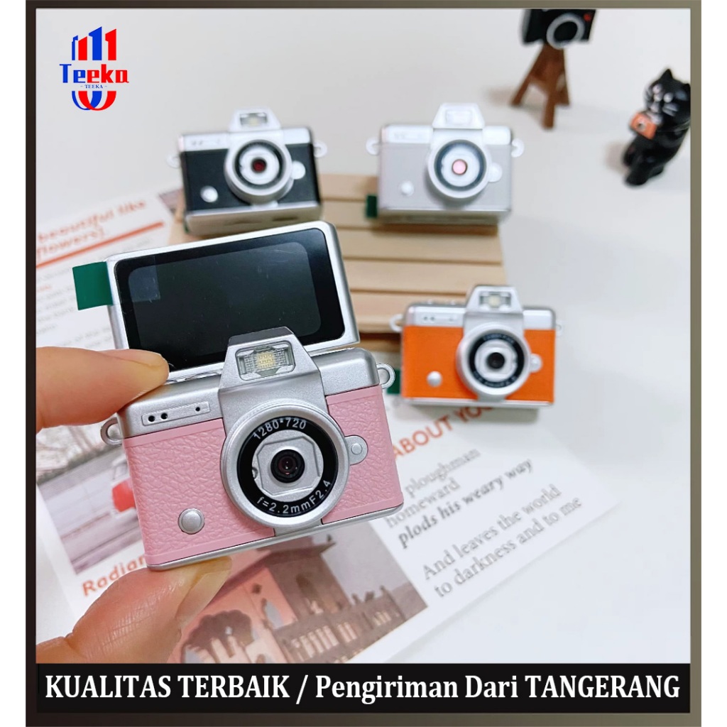TEEKA Mini Flip Kamera Digital 75MP 1080P Vlog Kamera Kalung Gratis
