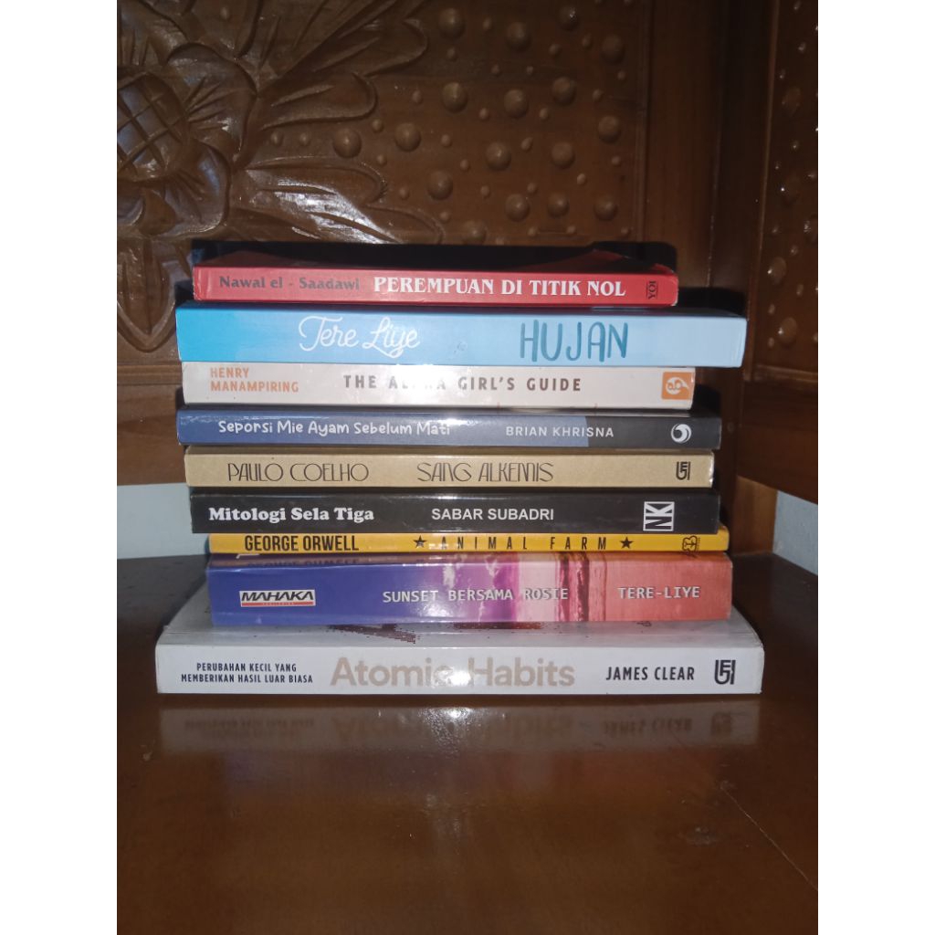 PRELOVED NOVEL ORI NO BAJAKAN_Seporsi mie ayam sebelum mati_Perempuan di titik nol_Sang Alkemis_Huja