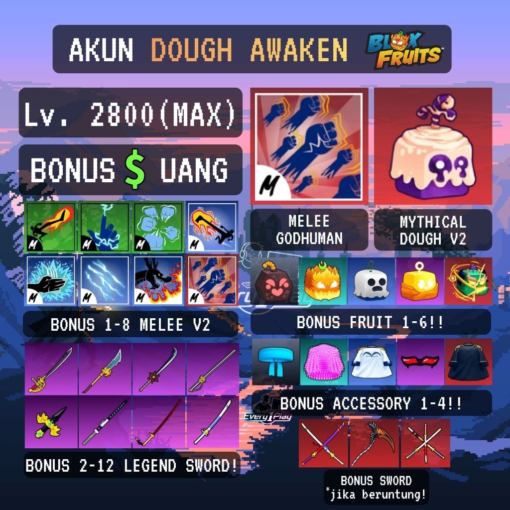 Akun Blox Fruit DOUGH V2 Level Max - Akun Blox Fruit Dough Awaken