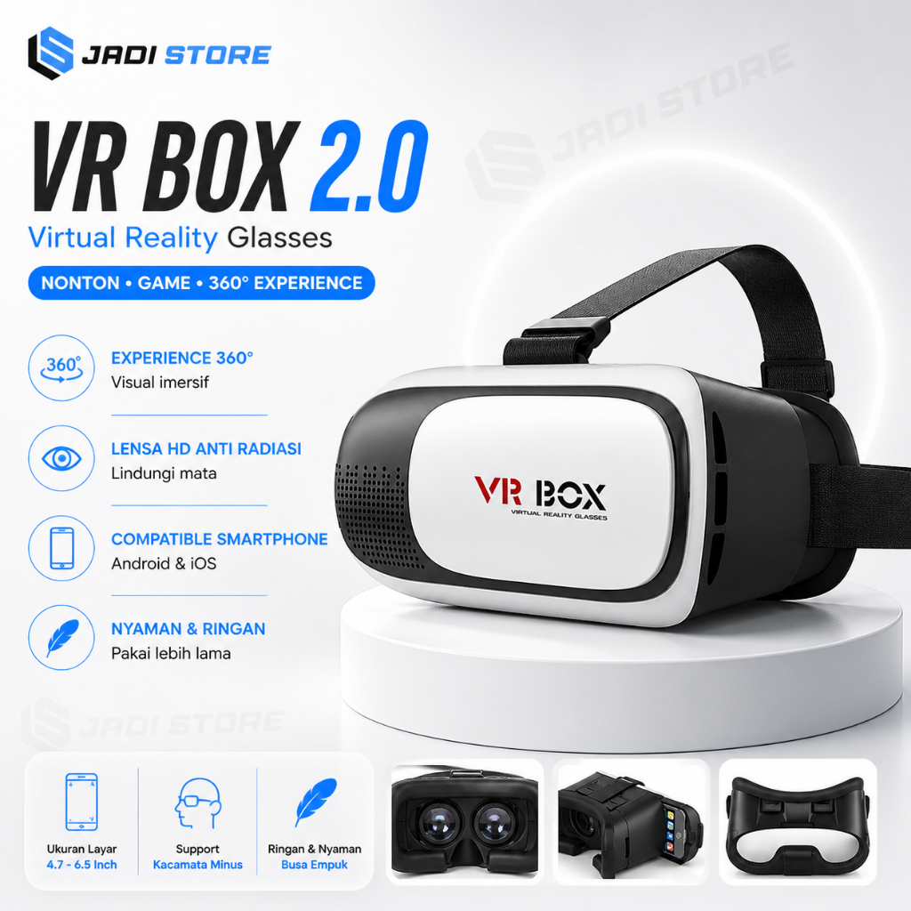 VR BOX 2.0 Virtual Reality Glasses 3D Kacamata VR Headset Untuk Smartphone Android iOS iPhone Film G
