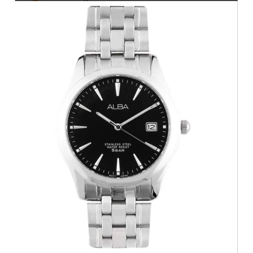 Jam Tangan Alba AXHK97X1 Rantai Silver Dasar  Hitam