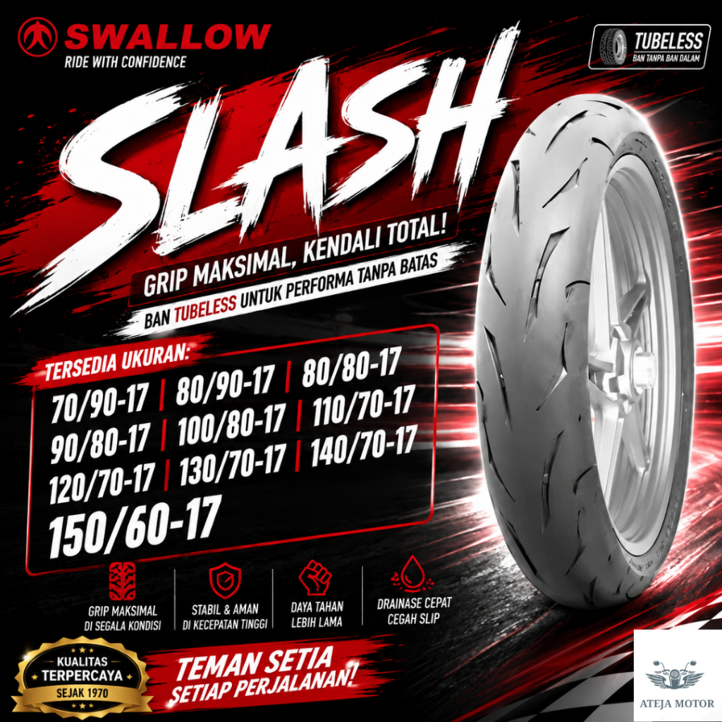 Ban Ring 17 Ban Tubeless Swallow Slash 70/90-17 80/90-17 80/80-17 Ban Ring 17 Tubeless Ban Motor RIn