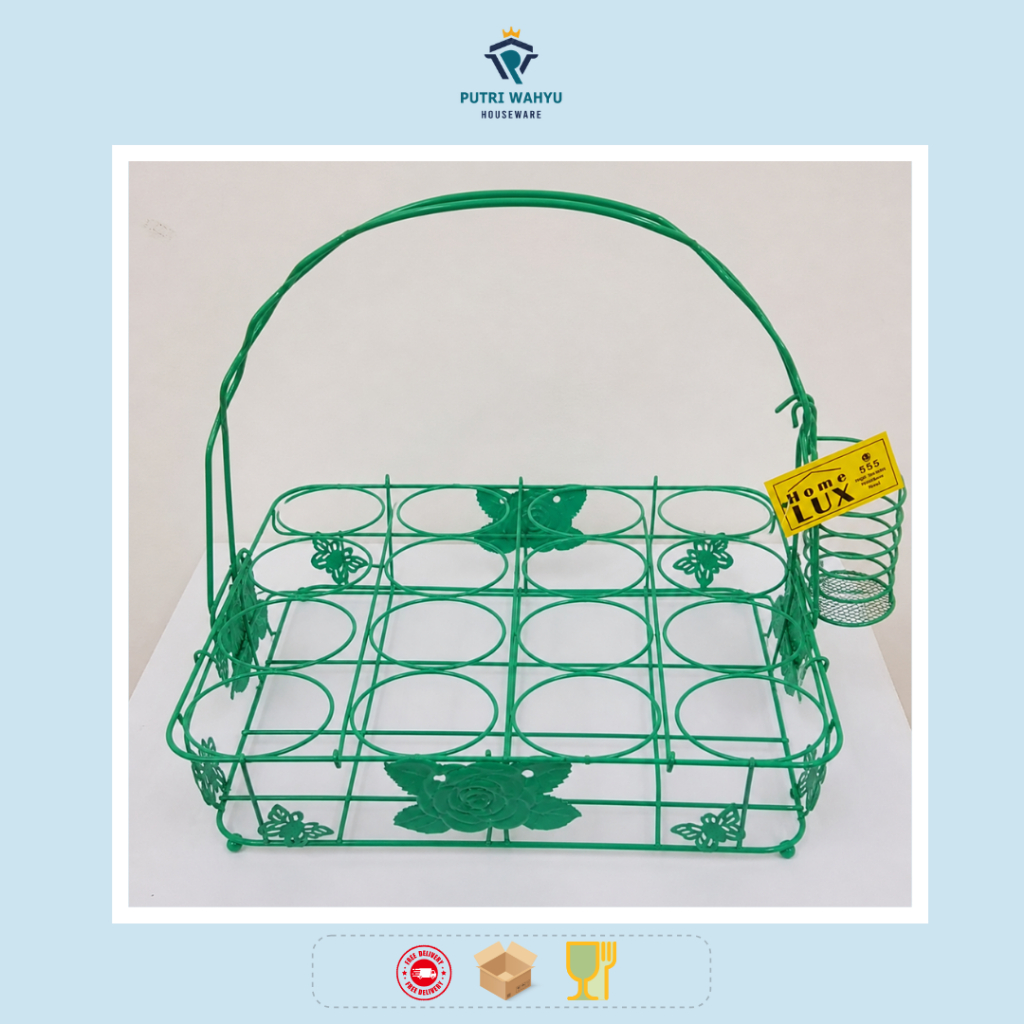 Rak Aqua Gelas / Keranjang Tempat Air Mineral Stainless Steel 16 Lubang