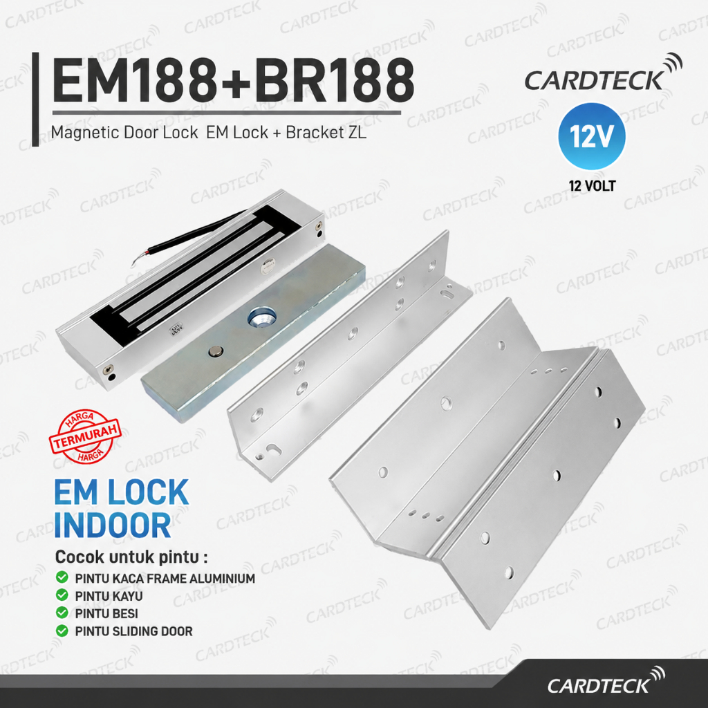 Cardteck EM188 Electromagnetic EM Lock 300lbs LZ Bracket