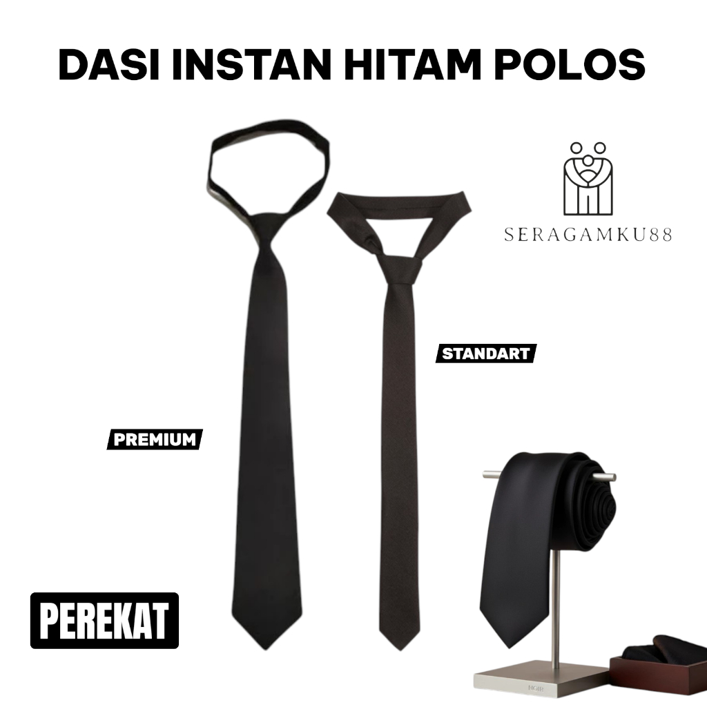 Dasi Hitam Polos premium/Dasi Kerja/Dasi wisuda/Dasi Ospek