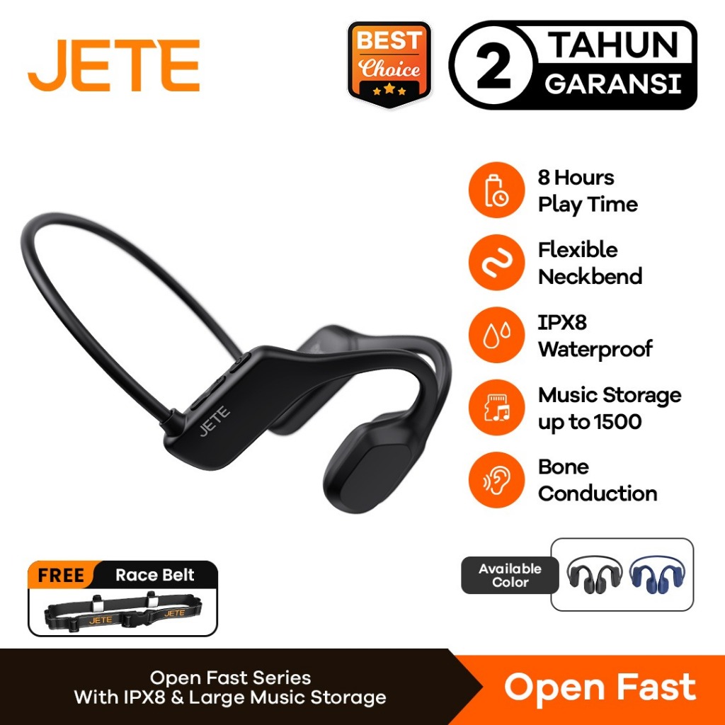 Headset Bluetooth JETE Open Fast TWS Open Ear Bone Conduction Sweatproof Resistant Wireless Earphone