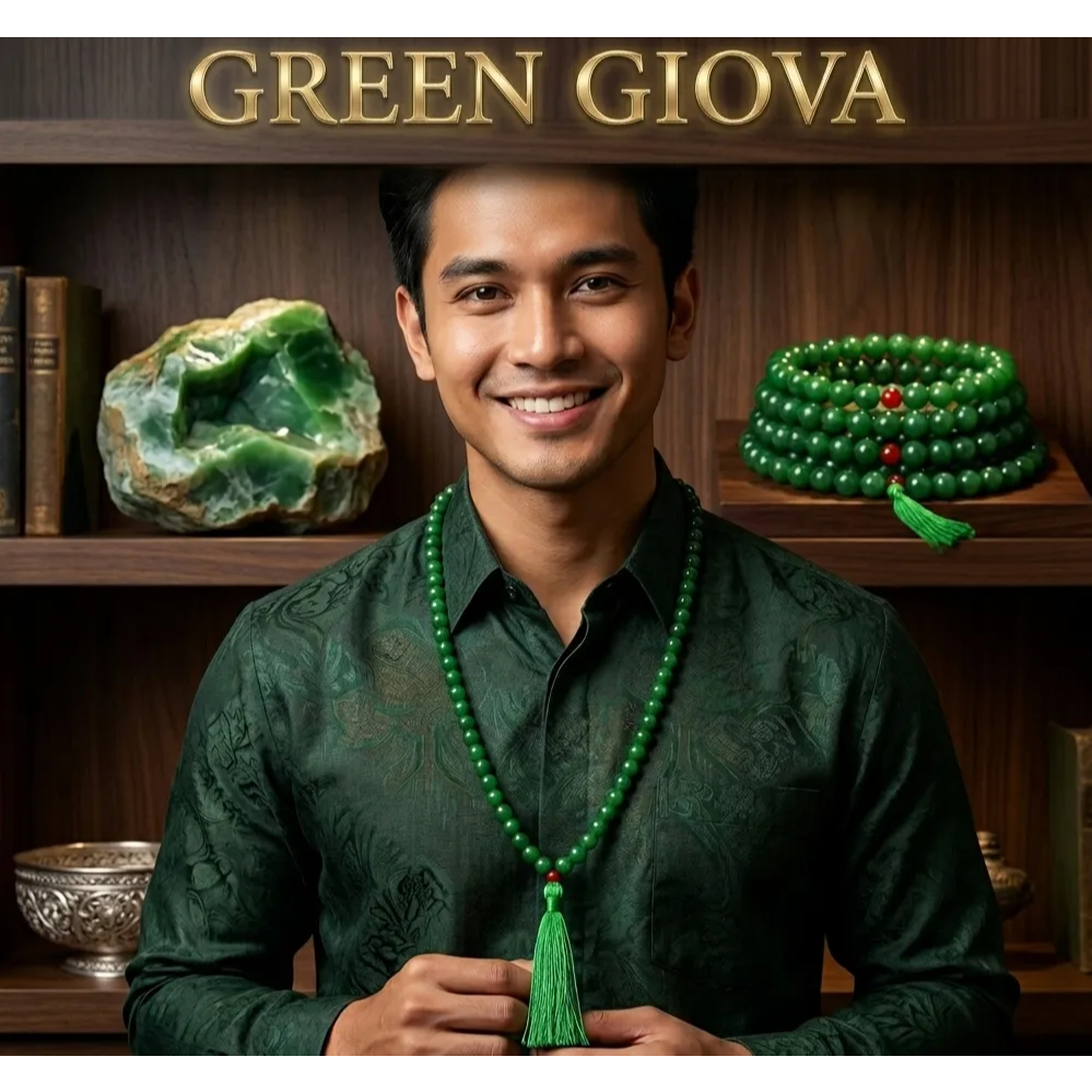 GREEN GIOVA Tasbih Batu Giok Hijau