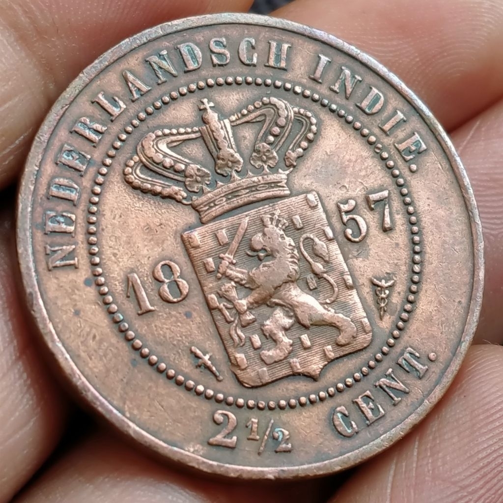 Koin Kuno Benggol 2,5 cents 1857 Nederl Indie Jaman Belanda