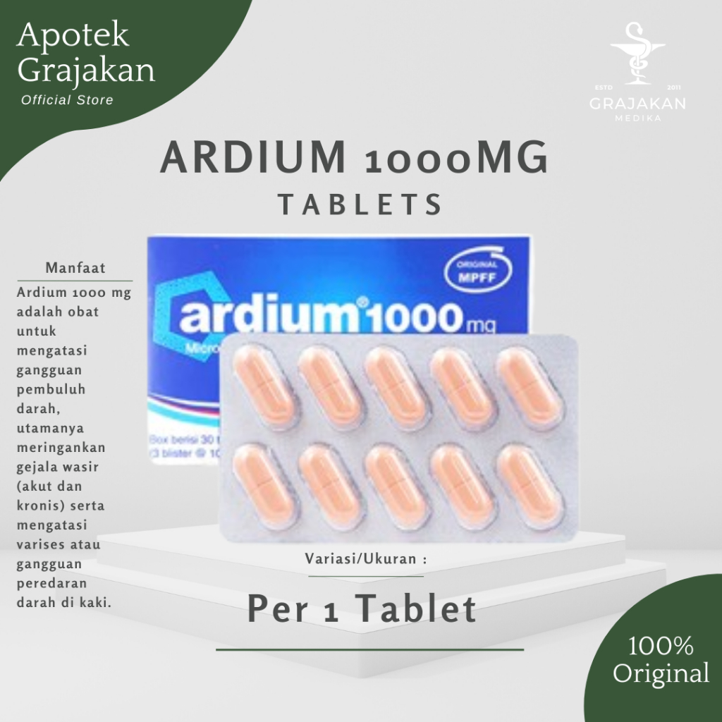 Ardium 1000 mg Obat Wasir - Meringankan Varises dan Wasir