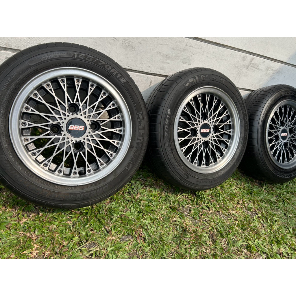 4 velg bbs antik japan R12 PCD 114 + ban 145/70 aminity carry 100 trungtung corola dx