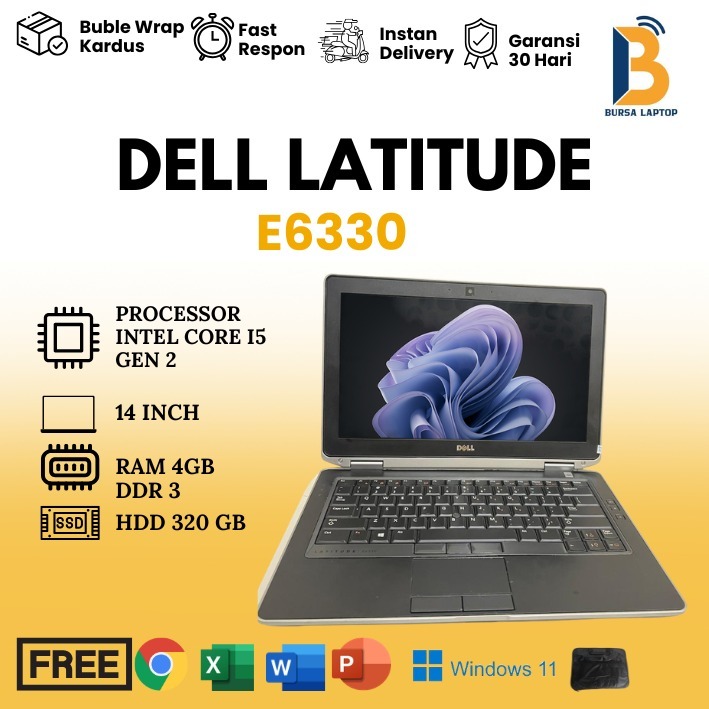 DELL E6330 I5 gen 2 Ram 4gb Hdd 500gb murah bergaransi siap pakai