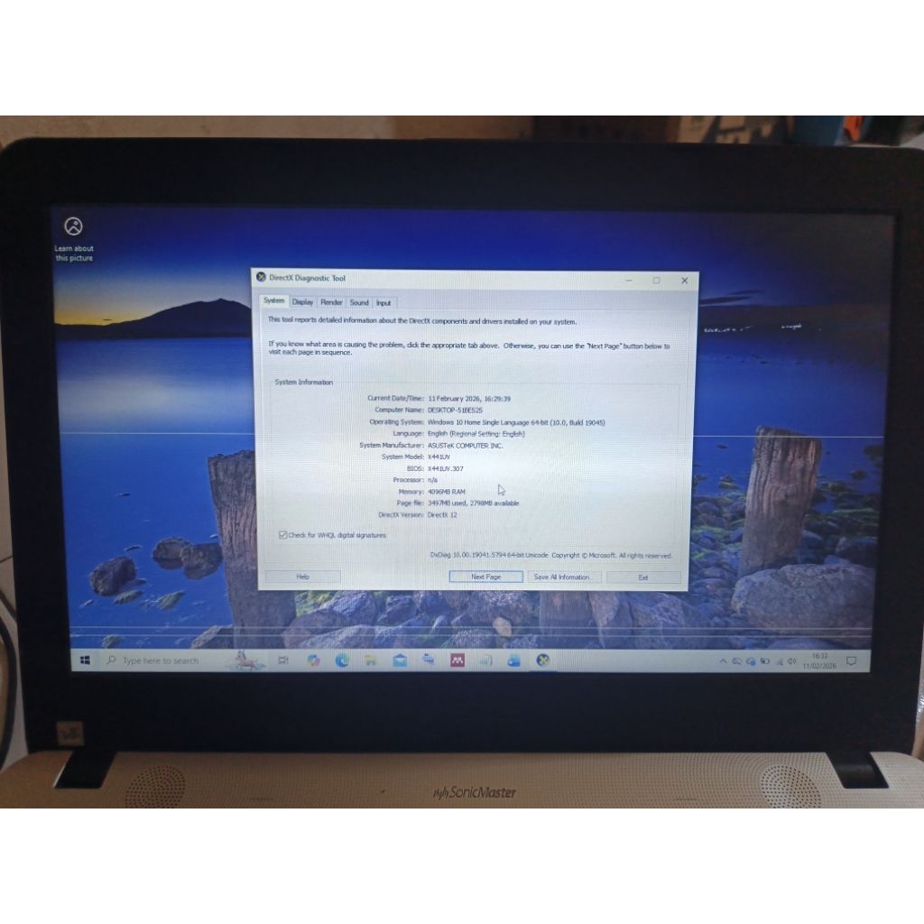 Asus x441uv Second Minus