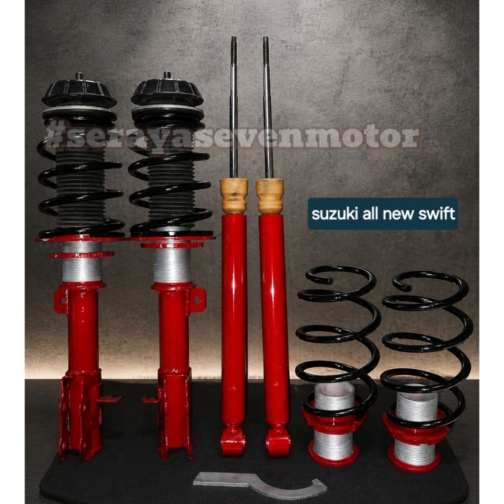 COILOVER COSTUM SUZUKI NEW SWIFT 2012 ON BAHAN TEBAL ANTI DOL ANTI KOROSI FULL SET GARANSI