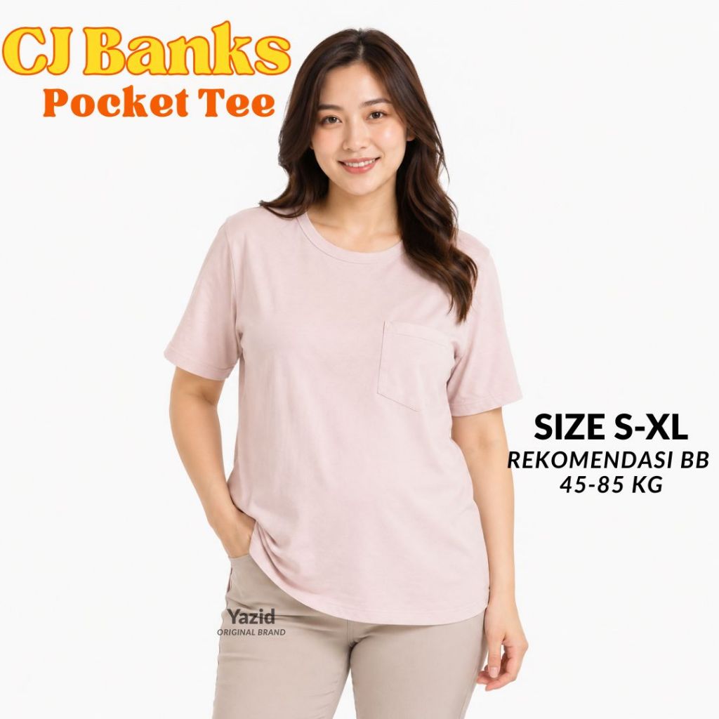 CJ Banks Pocket Tee Original - Kaos Wanita Polos Lengan Pendek Jumbo Big Size