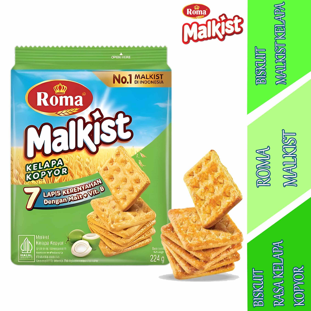 Biskuit Rasa Kelapa Kopyor - Biscuit Roma Malkist - Biskuit Malkist Kelapa - 224gr