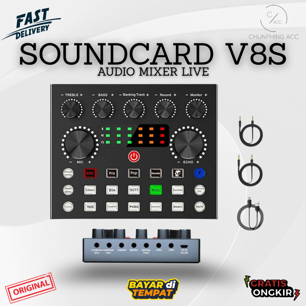 SOUNDCARD V8S MIXER AUDIO LIVE USB EXTERNAL MIXER