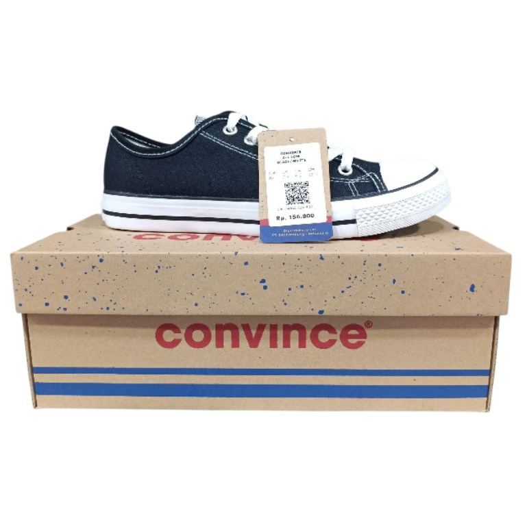 Sepatu CONVINCE Low Black White Black Black - Sepatu Sneaker Canvas Convince - Sepatu Sekolah & Kerj