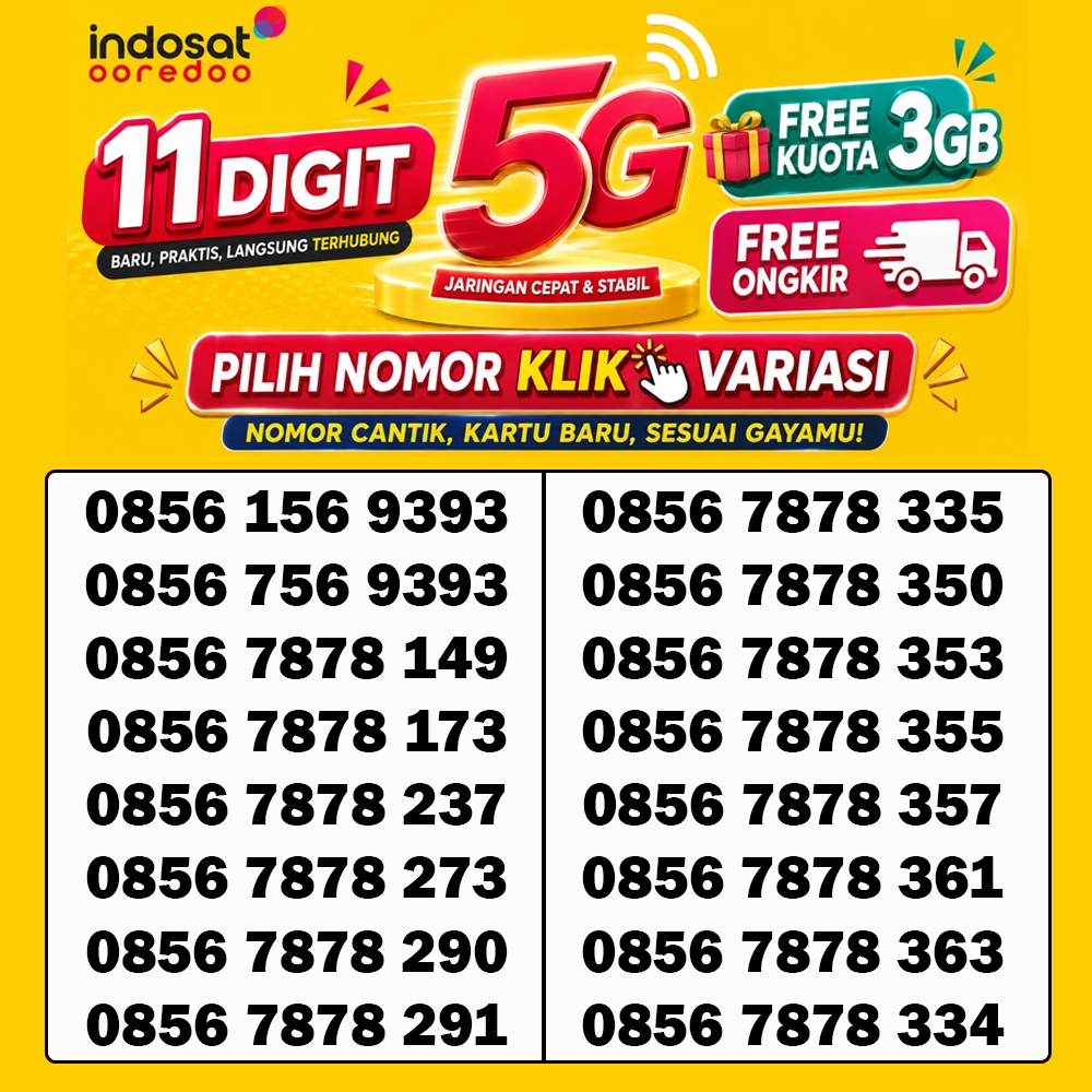 Kartu Perdana | Nomor Cantik | Indosat Ooredoo | 11 Digit 5G
